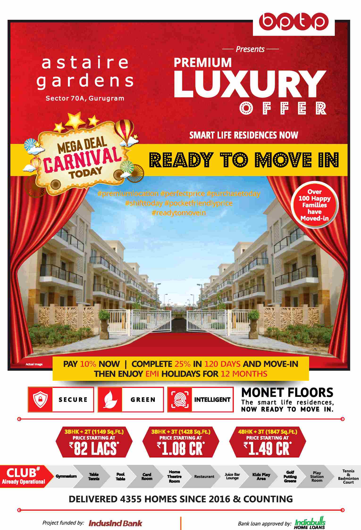 Book ready to move in homes at BPTP Astaire Gardens in Sector 70A, Gurgaon Update